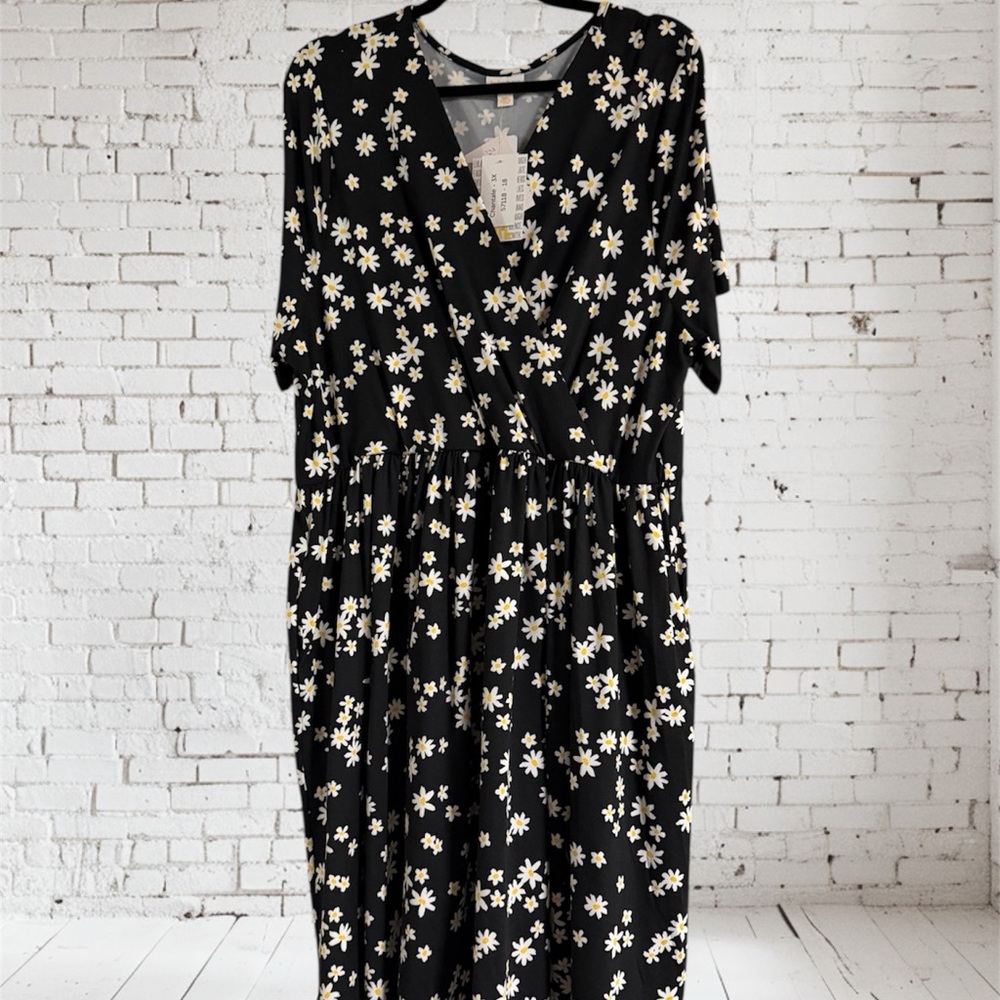 LuLaRoe Black and White Floral Midi Dress